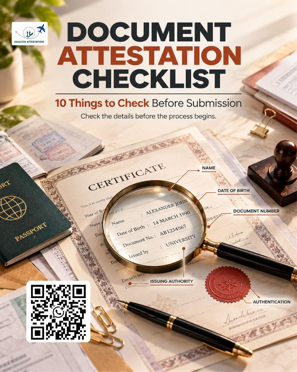 Document attestation checklist UAE showing documents ready for authentication and submission