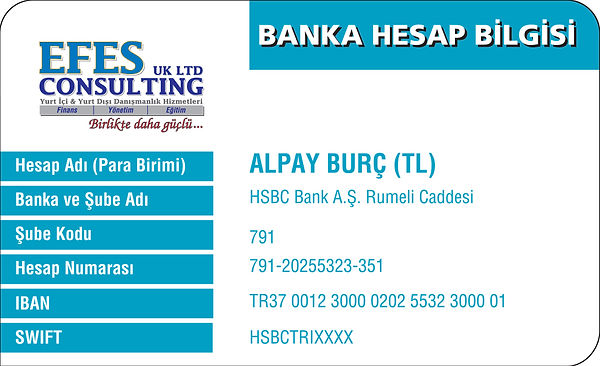 10-Banka Hesap Bilgisi Kartı TR-Beyaz Ze