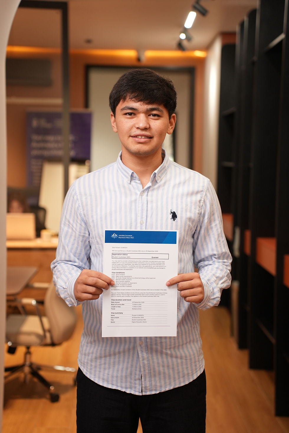 From Urgut to Brisbane: Rustam Ulmasov Secures a Student Visa to Study Business at CQUniversity