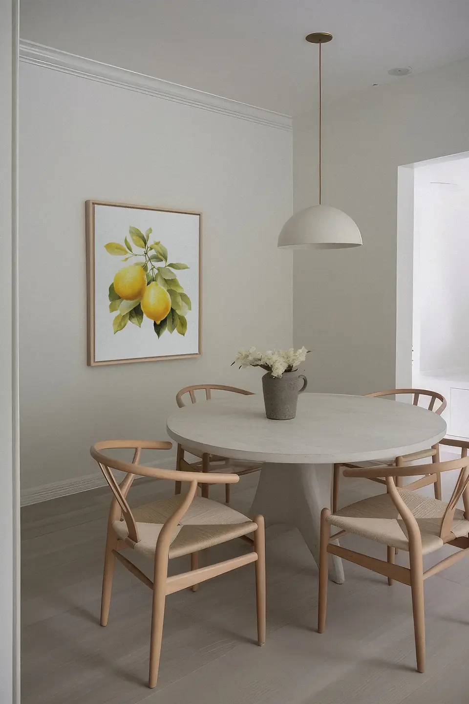 Salle à manger avec toile Branch of Zest, décoration décontractée et fun