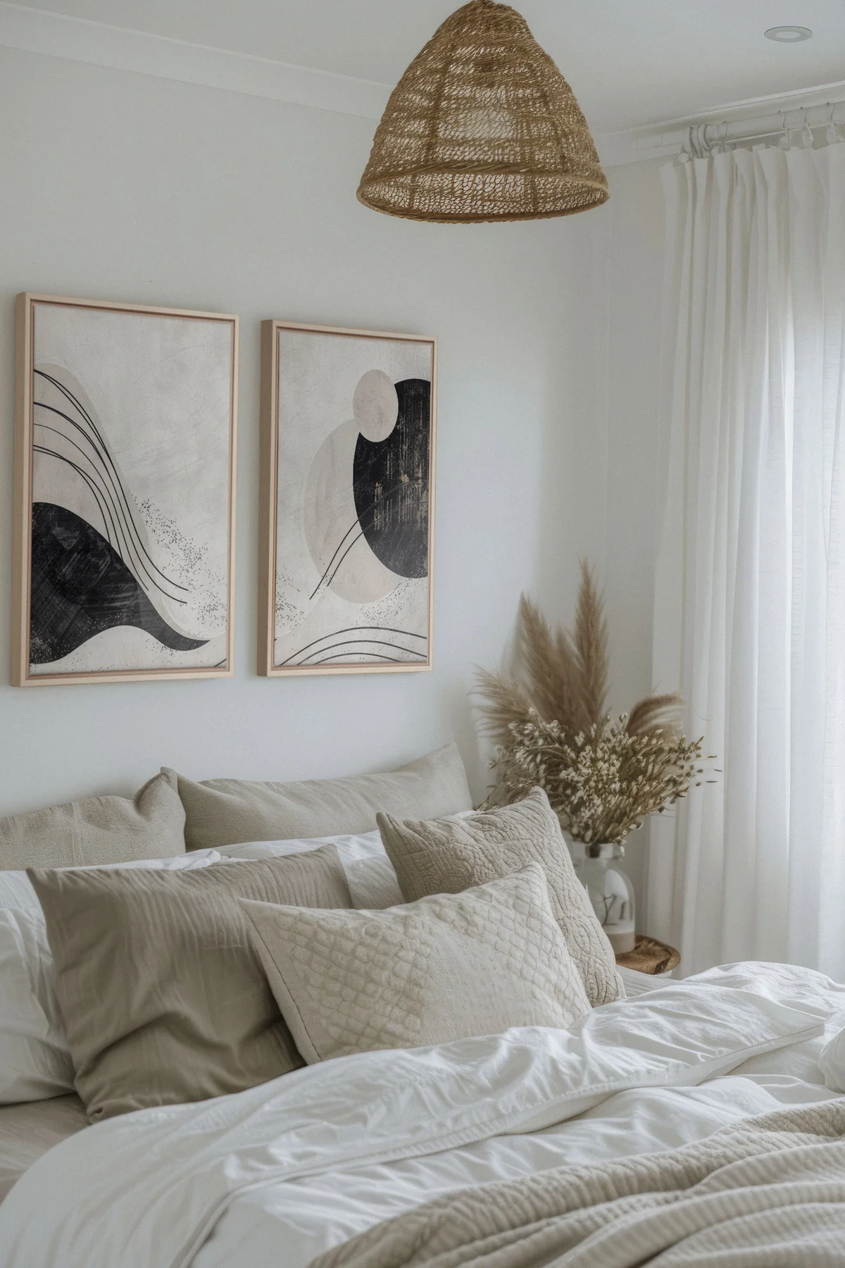 Toile Duo Univers Minimaliste, Art abstrait pour la chambre principale