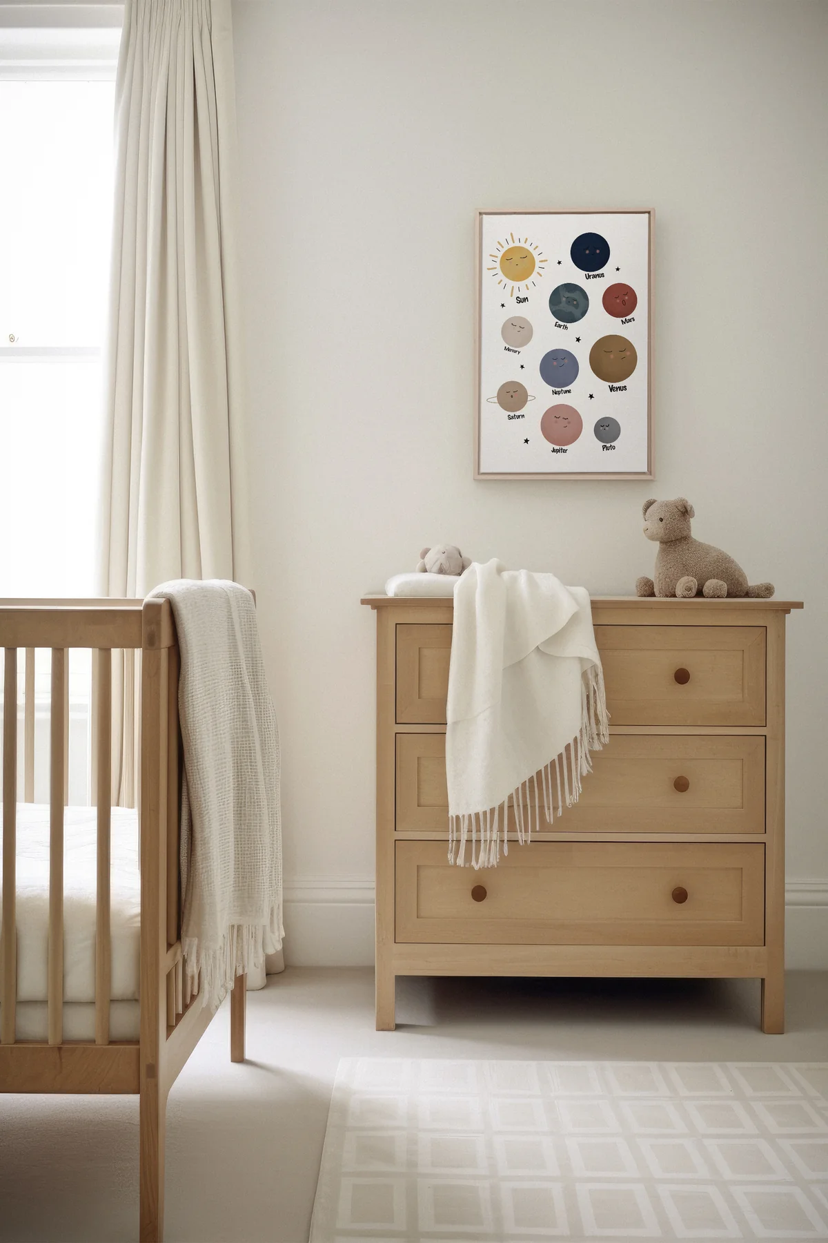 Planètes en toile pour chambre d'enfant ou décoration de chambre de bébé.