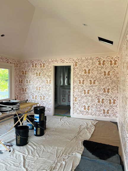 Tiger wallpaper bedroom installation installed by Hunters wallpaper palm Beach FL
