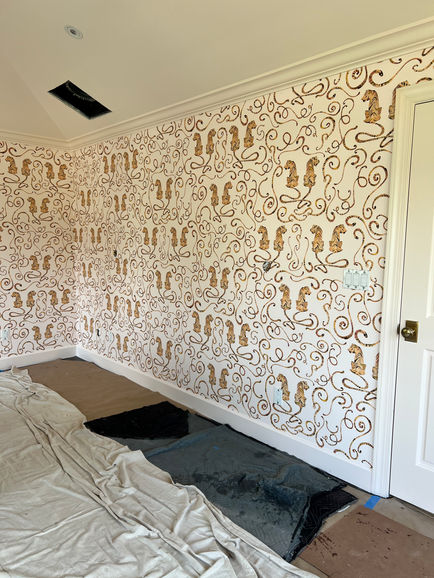 Tiger wallpaper bedroom installation installed by Hunters wallpaper palm Beach FL