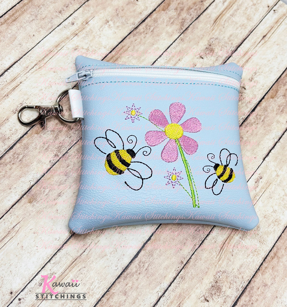 Bee with Flowers 5x5 Zipper Bag
