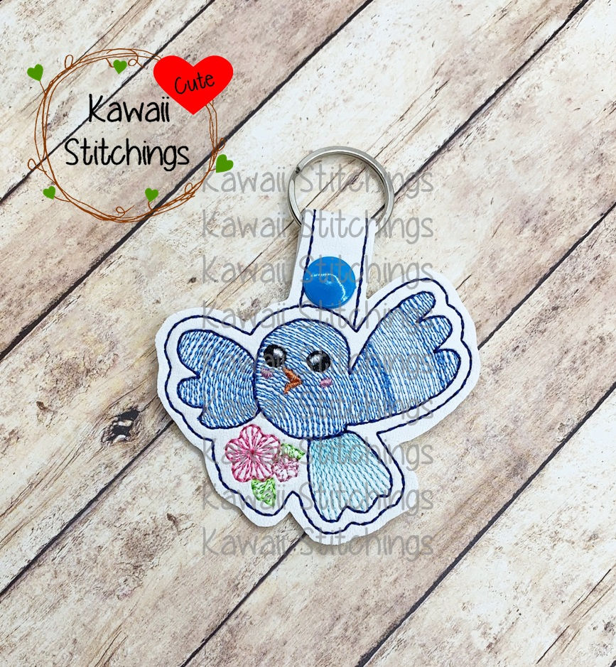 Sketchy Spring Bird Key Fob