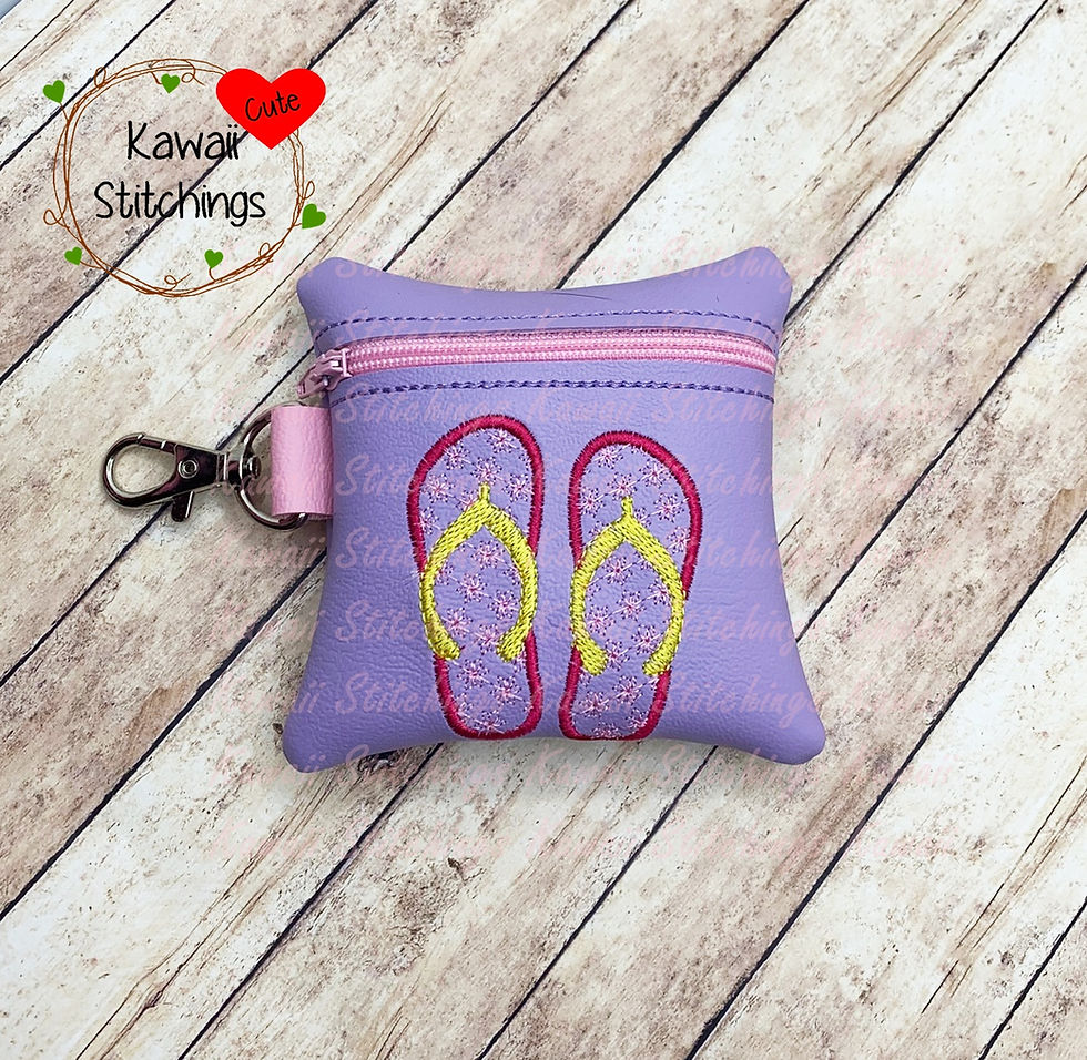 Flower Flip Flop 4x4 Zipper Bag