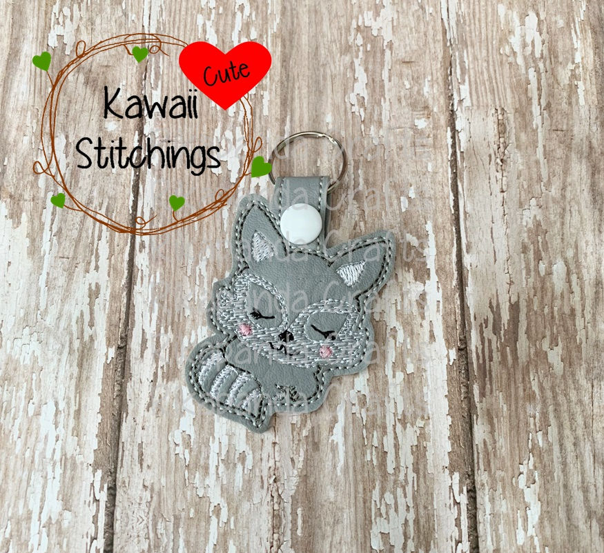 Sketchy Sleeping Raccoon Key Fob