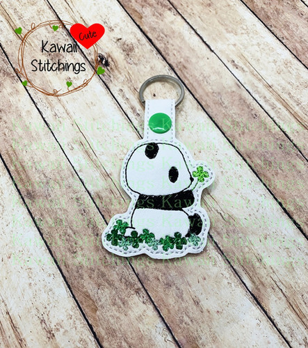 Panda with Clover Key Fob | Kawaii Stitchings