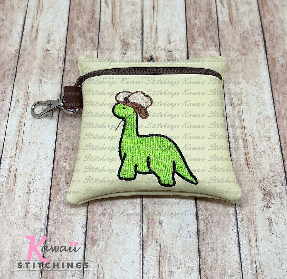 Cowboy Dino Zipper Bag 5"x5"