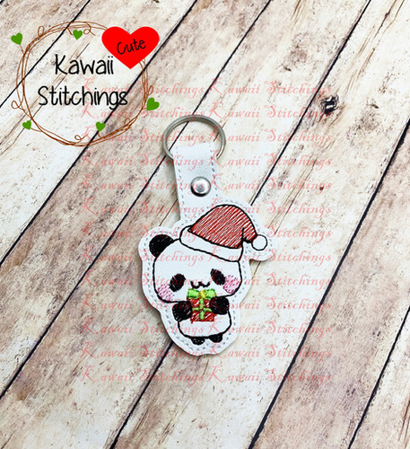 Sketchy Santa Panda Key Fob | Kawaii Stitchings