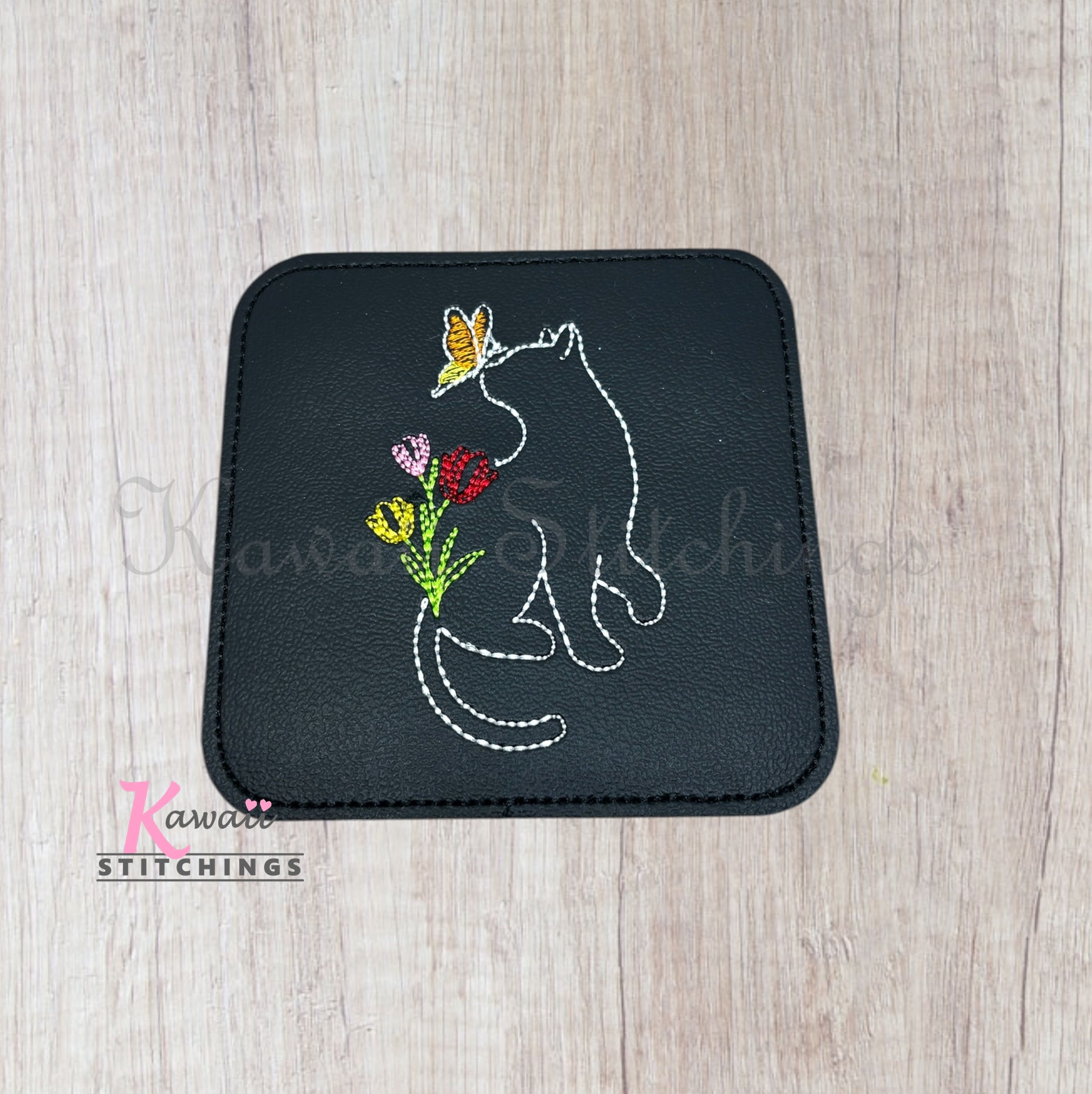 Cat Flower Butterfly Coaster