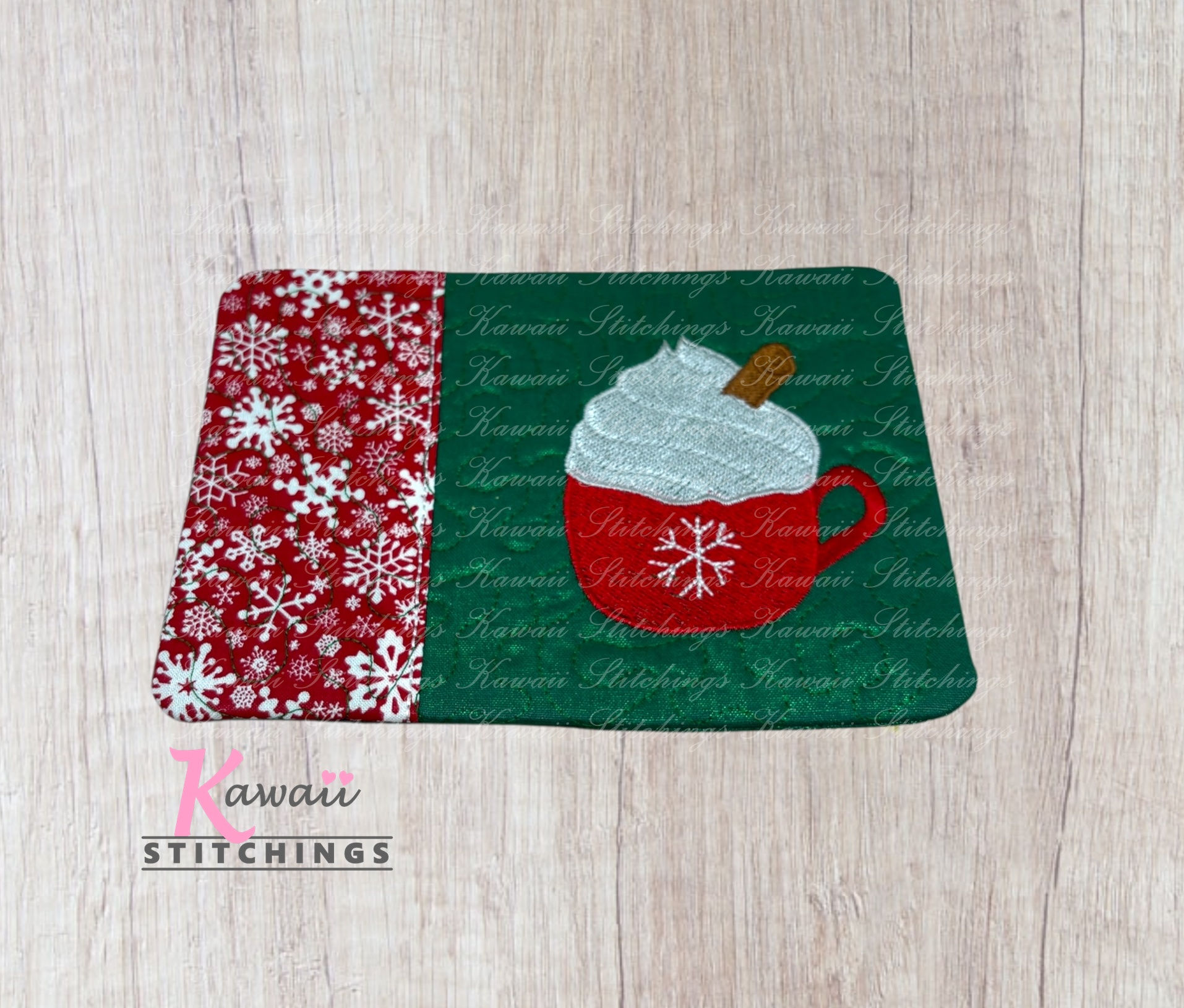 Sweet Drink Quilt Mug Rug with Overlap Envelope Finish 5x7