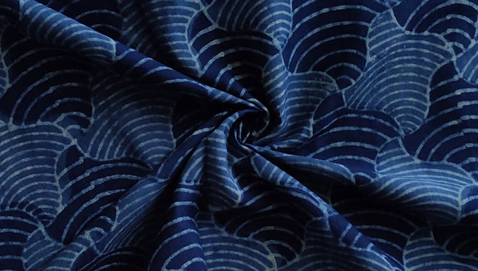 2.5m Natural dye dabu print dark blue handspun handloom cotton kurta fabric