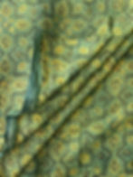 Thumbnail: 2.5m Green yellow ajrakh print hand spun handloom cotton kurta fabric