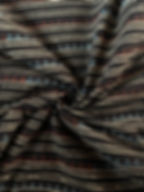 Black Ajrakh print Khadi cotton fabric with multicolor striped pattern, twisted to show softness and texture – 2.5 meters