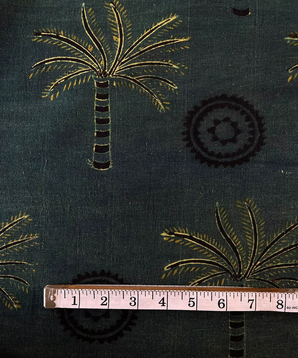 Thumbnail: 2.5m Green Black Yellow ajrakh print handspun handloom kurta cotton khad