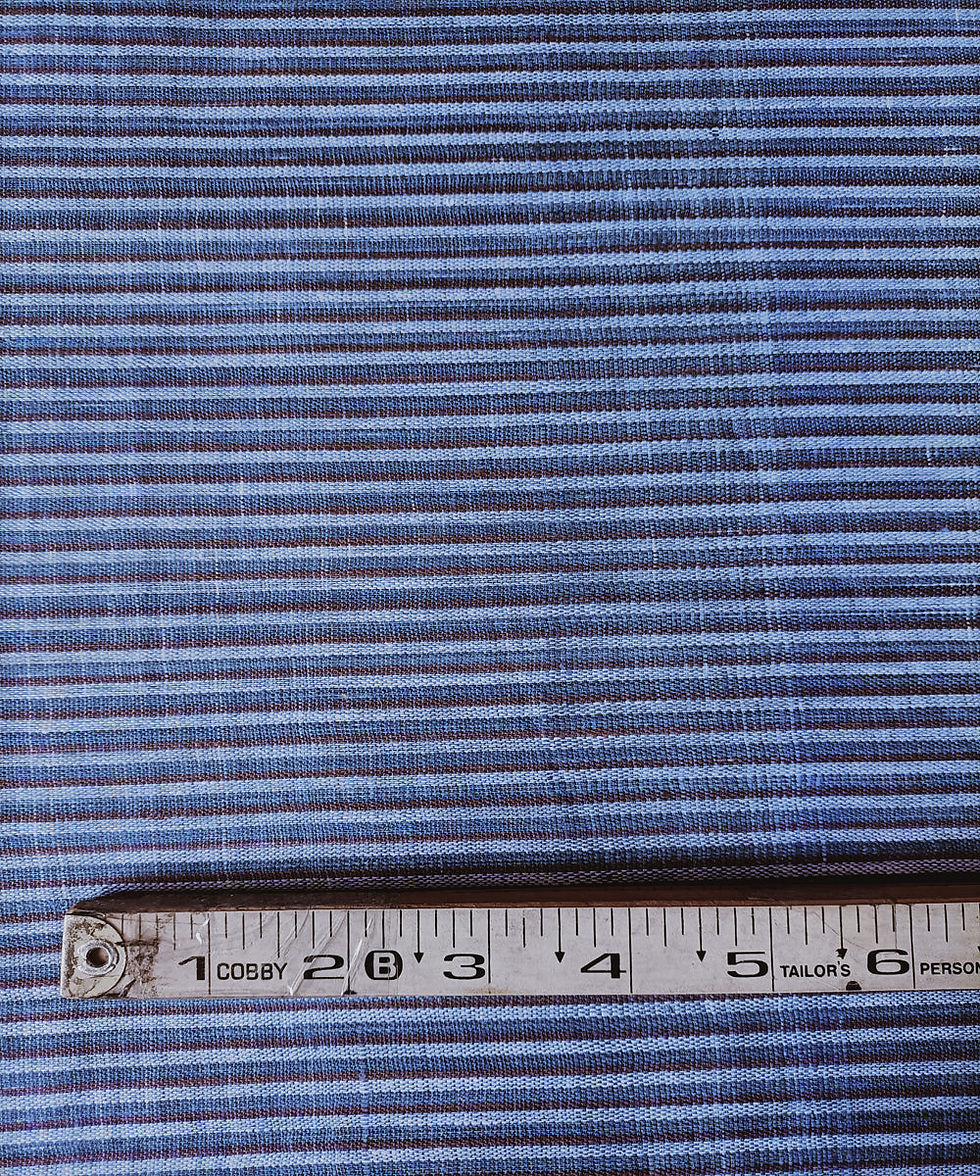 Thumbnail: 2.5m white blue handspun handloom stripe cotton kurta material