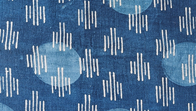 2.5m Indigo dyed hand spun hand woven cotton dabu print kurta material