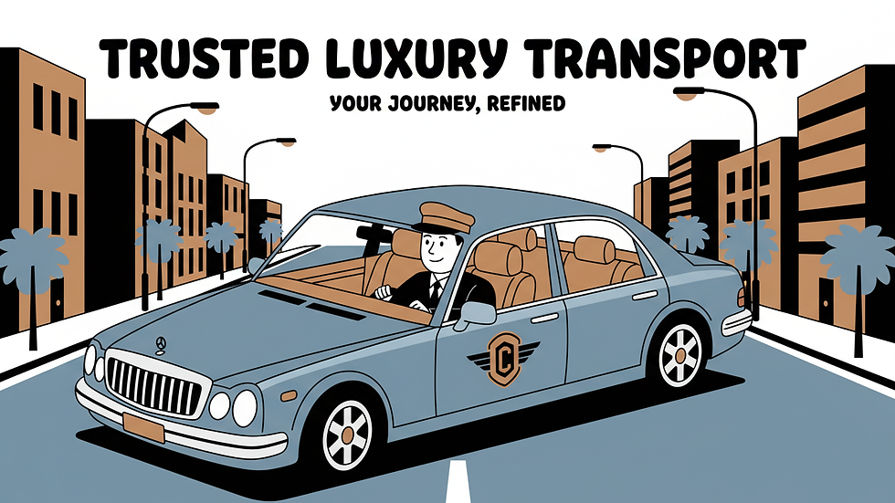 High angle view of a chauffeur driving a luxury car on a city street