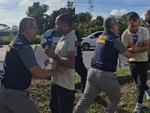 Repórter e cinegrafista da Rede Onda Digital são agredidos por perito criminal visivelmente transtornado em Manaus