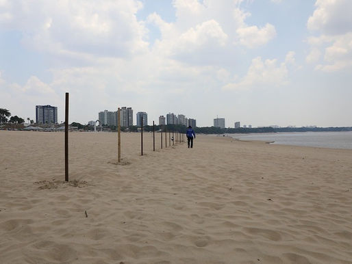 Praia da Ponta Negra recebe cerca para delimitação física da interdição para o banho
