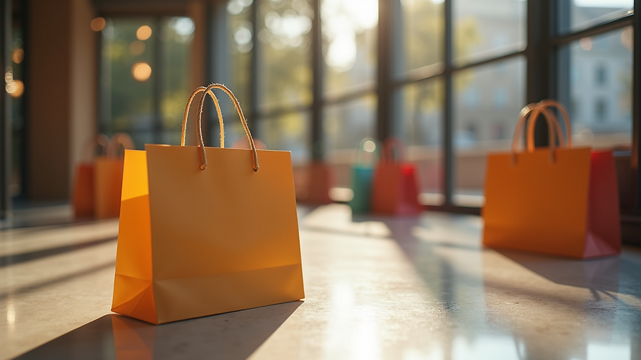 Altitude view of shopping bags on a stylish floor