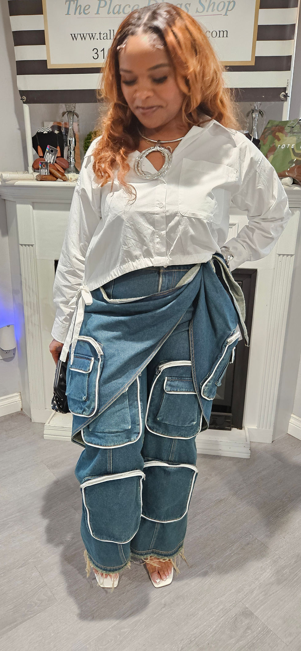 Thumbnail: Tie Denim Cargo Pocket Pants 