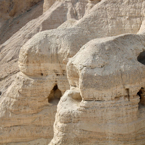 View of cave, site where the Dead Sea Scrolls were discovered, Qumran, Dead Sea, Israel, Middle East