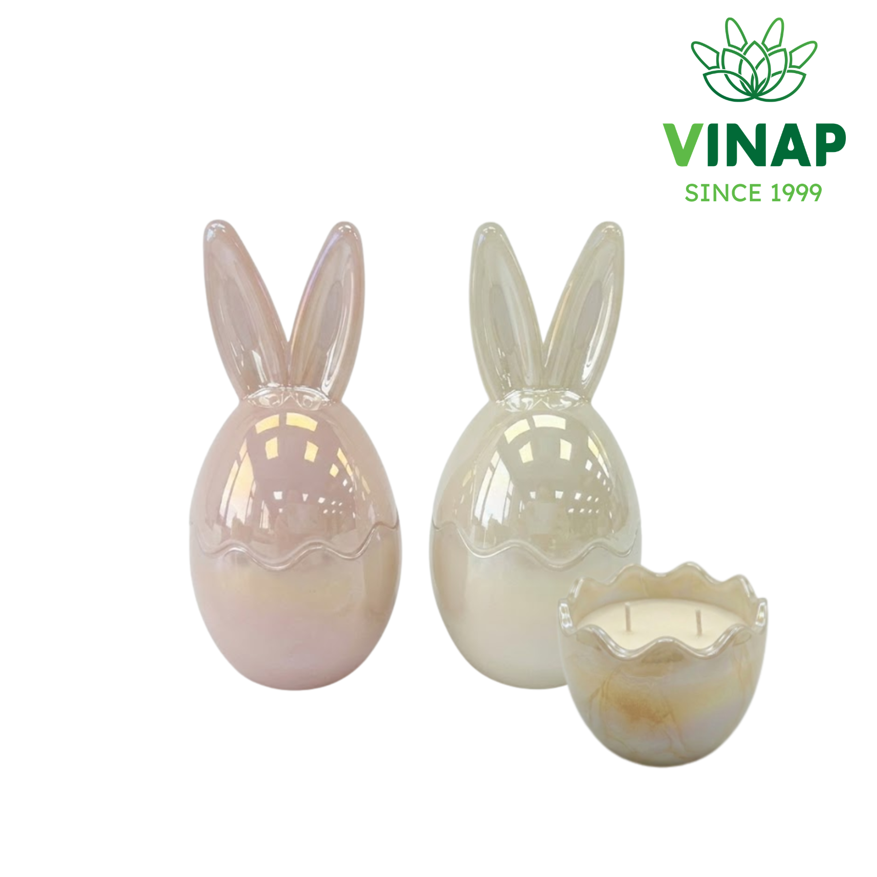 Iridescent Rabbit Egg Glass Filled Candle