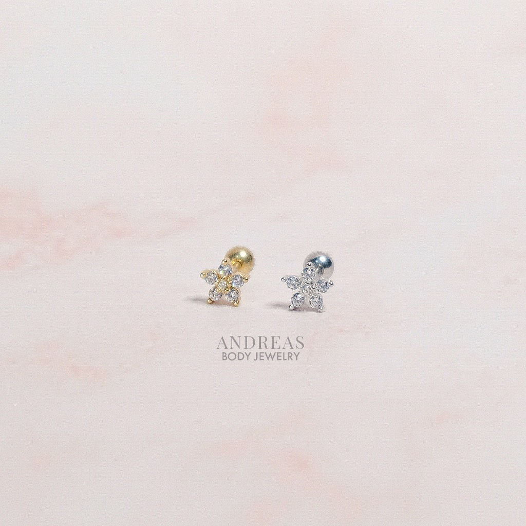 gold & silver flower rhinestone | ball screw