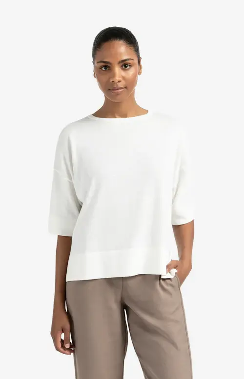 Oversized Fine Knitted T-shirt YAYA Wool White