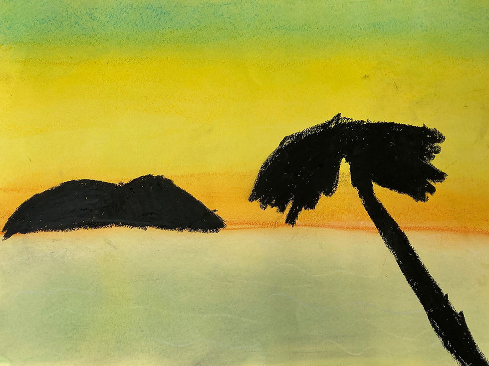 パステルで描く夕焼け