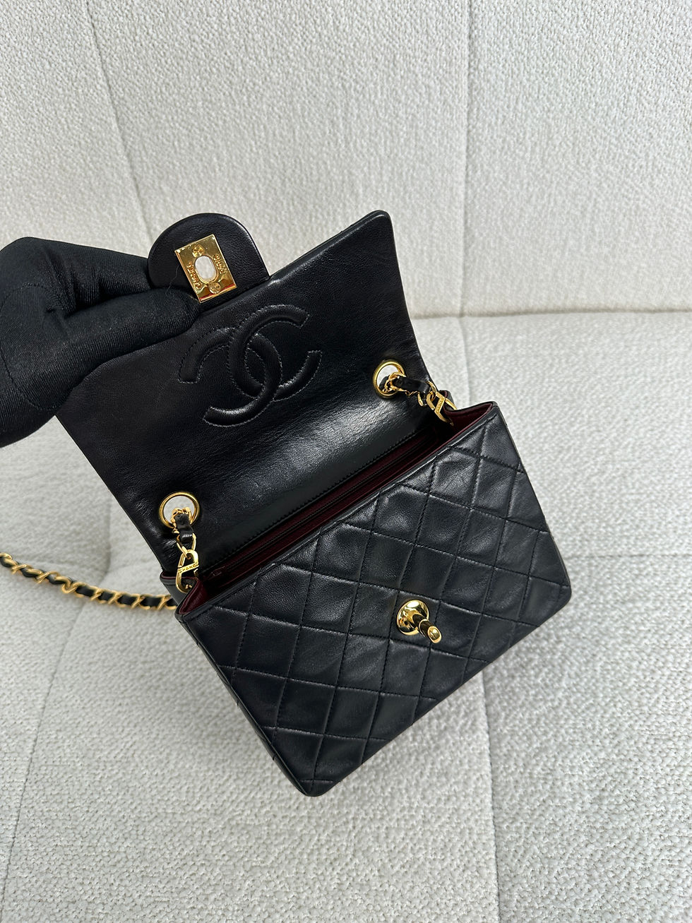 Thumbnail: Chanel Vintage Black Mini Square GHW