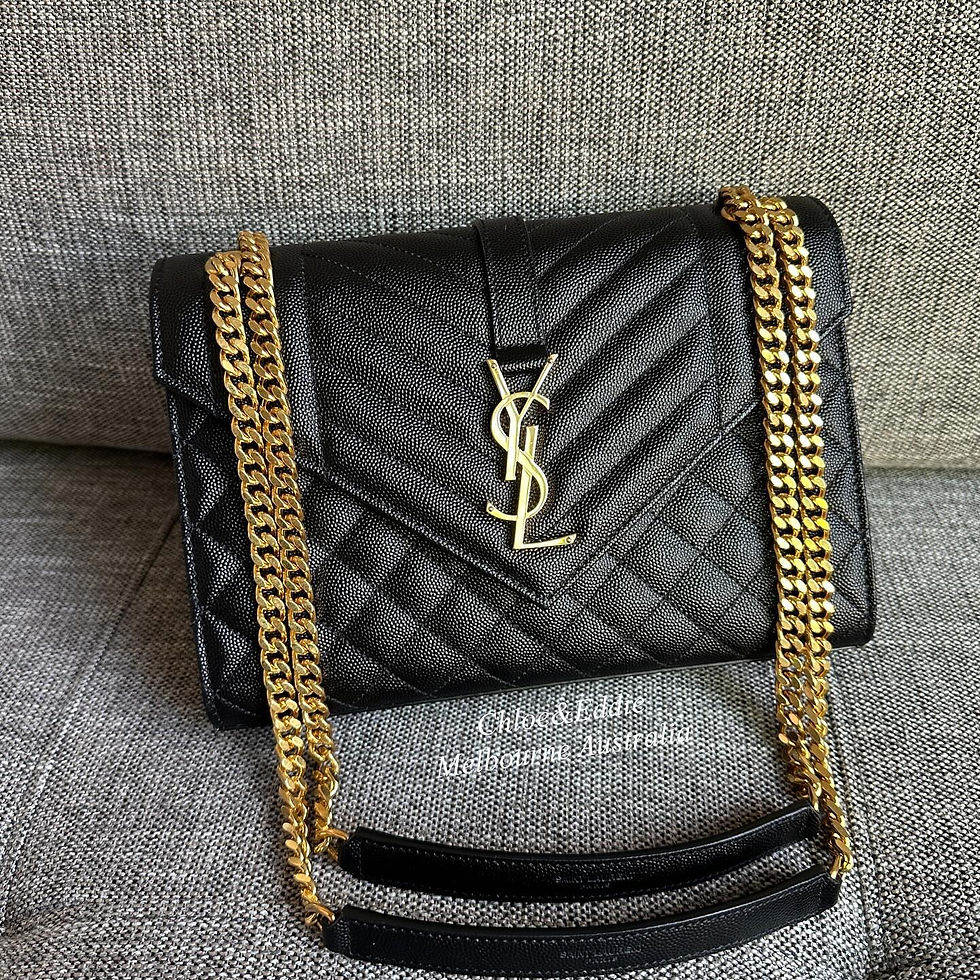 Saint Laurent YSL Black Envelope Medium Chain Bag GHW (2020)
