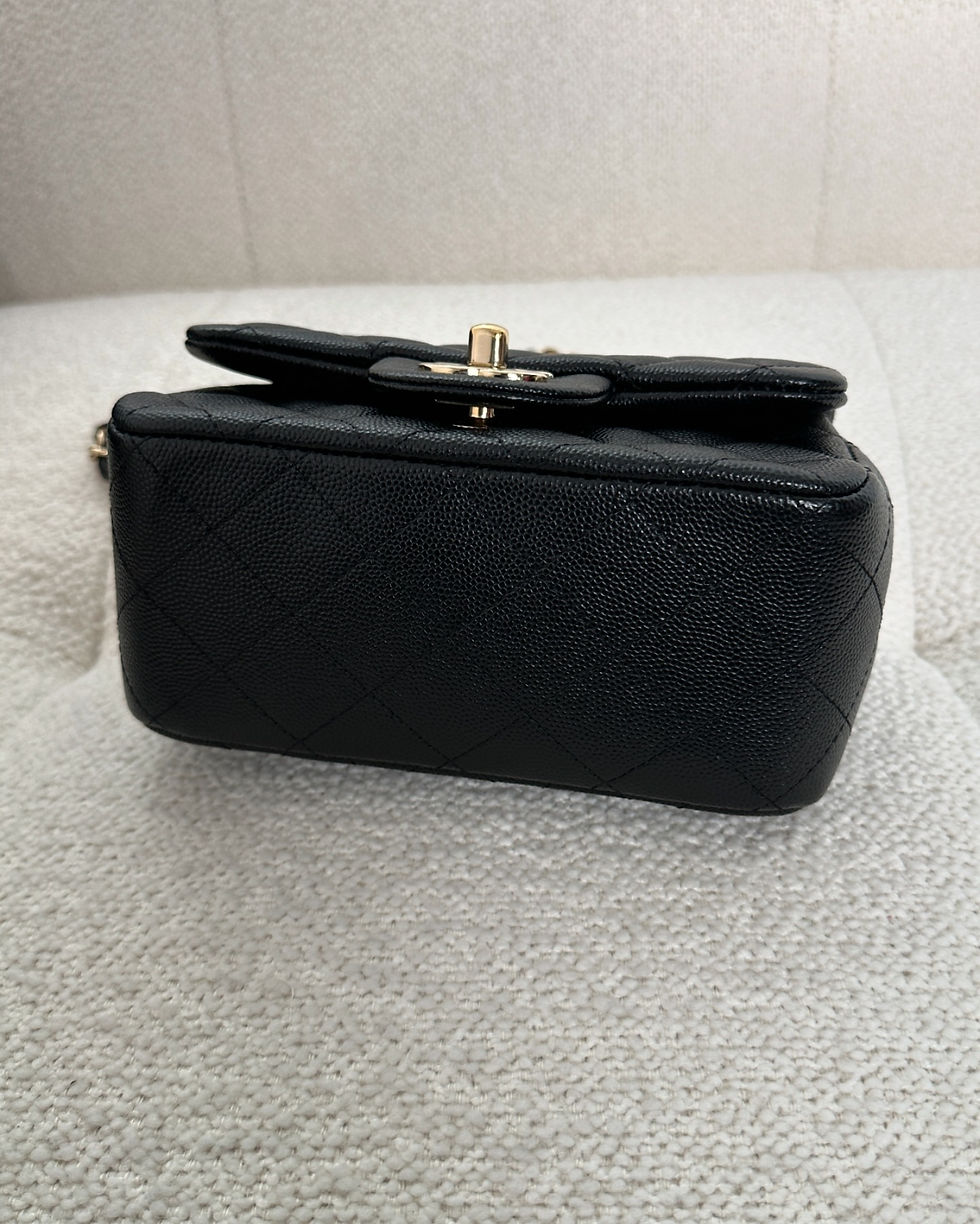 Thumbnail: Chanel Full Set Black Caviar Square Mini GHW(2017)