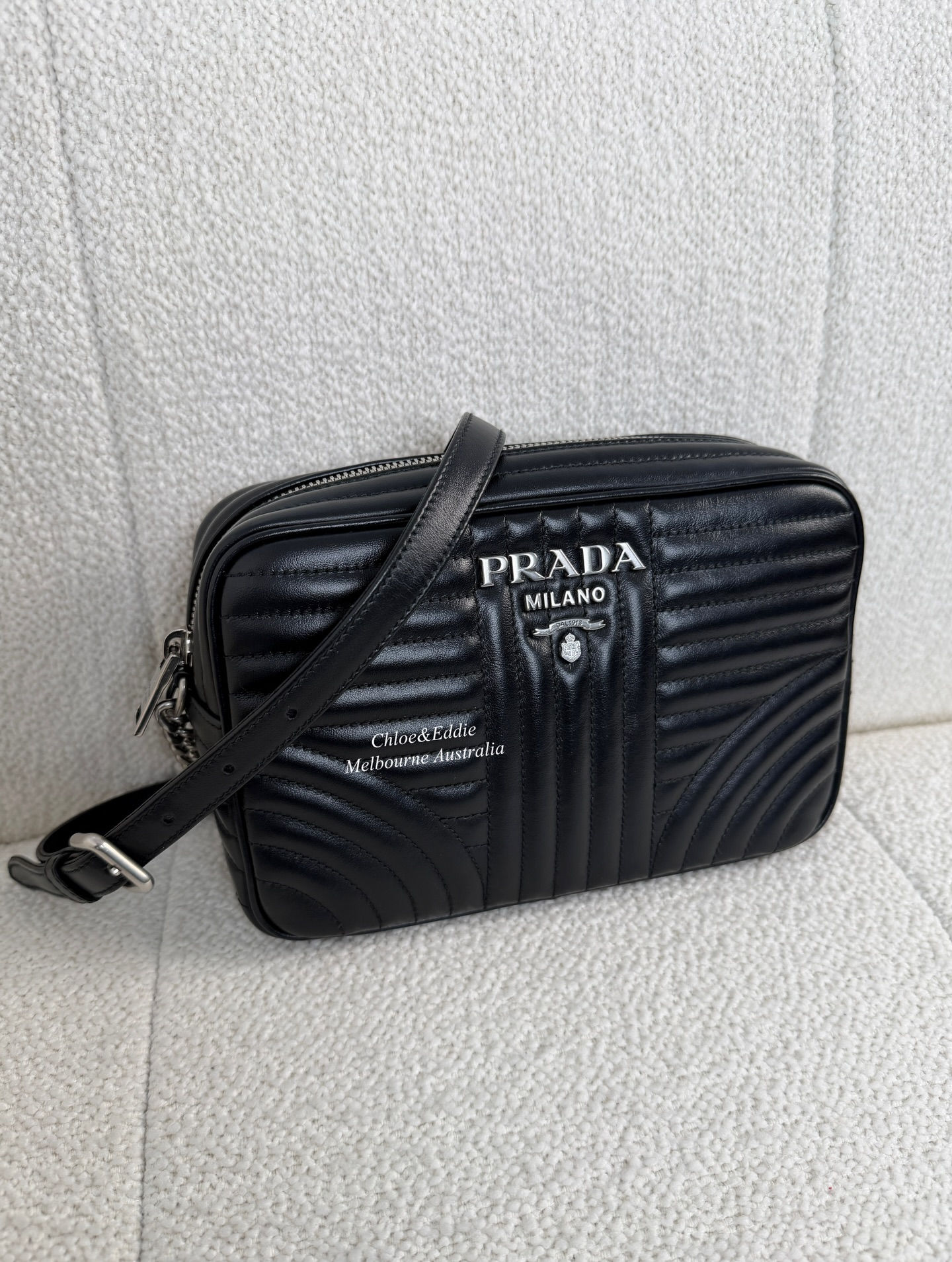 Prada Black Diagramme Camera Bag
