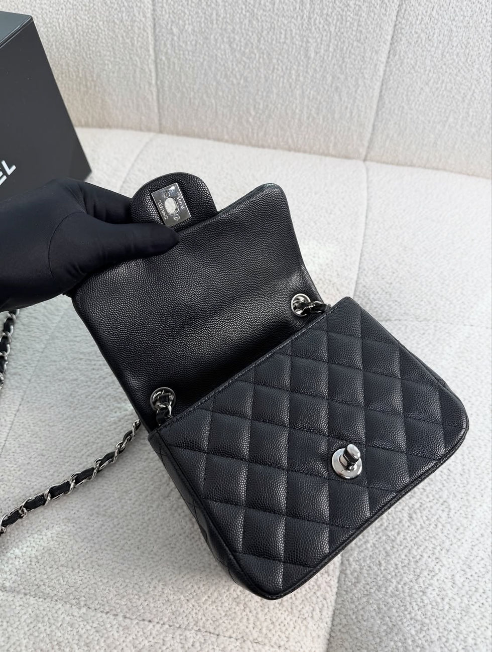 Thumbnail: Chanel Full Set Black Cavair Mini Square SHW (2017)