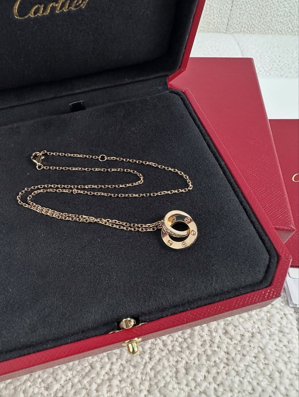 Thumbnail: Cartier Love Necklace Rose Gold Paved Diamonds (2022)