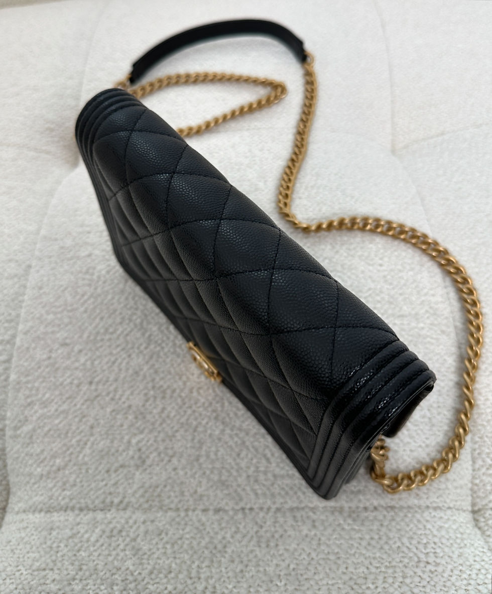 Thumbnail: Chanel  Black Caviar Boy Wallet On Chain GHW (2021)