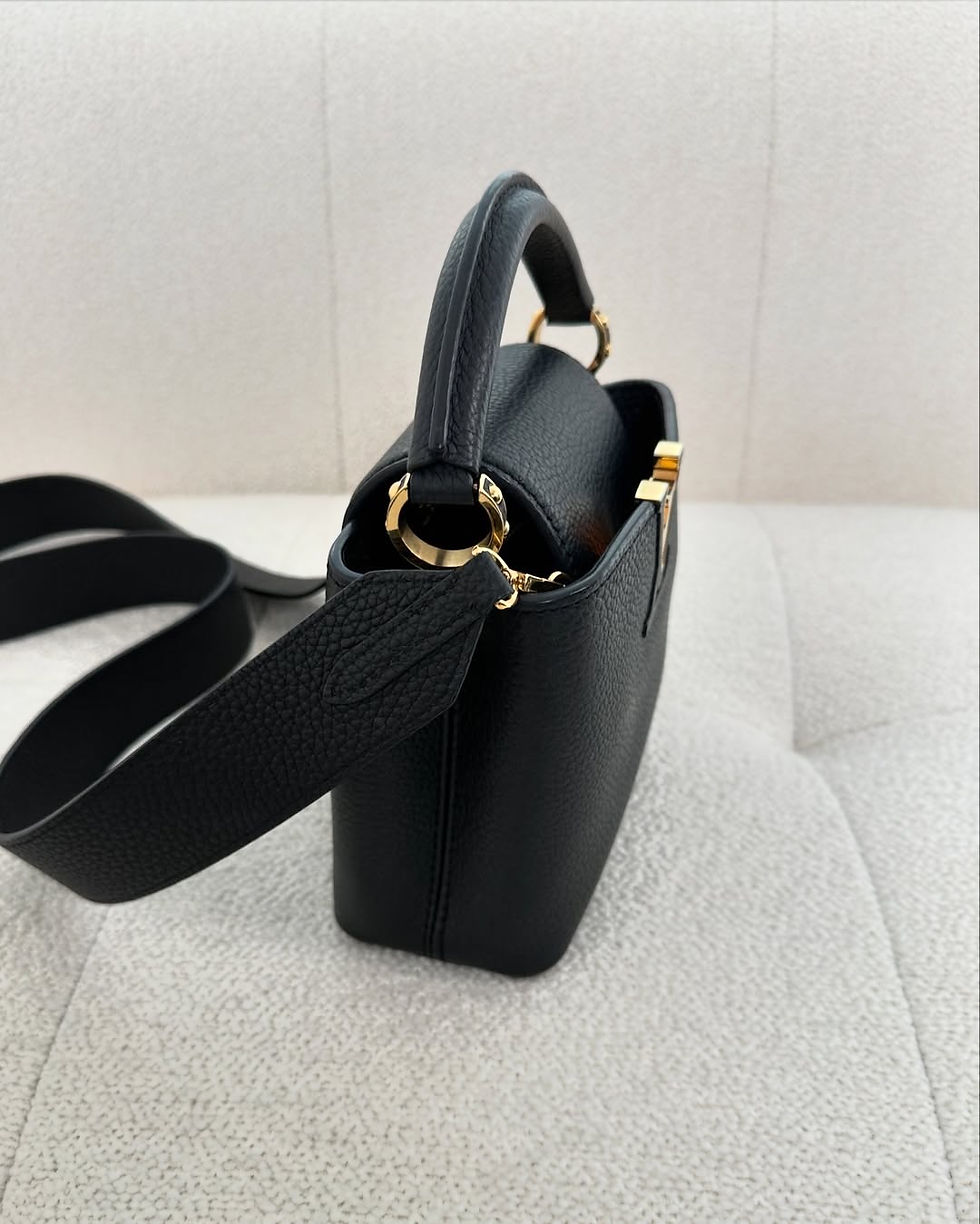 Thumbnail: Louis Vuitton Black Capucines Mini GHW