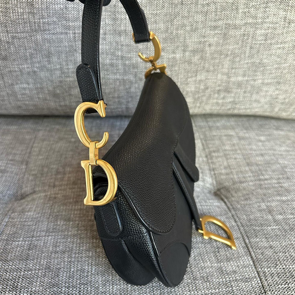 Thumbnail: Dior Mini Saddle Bag Black Grained Calf GHW 