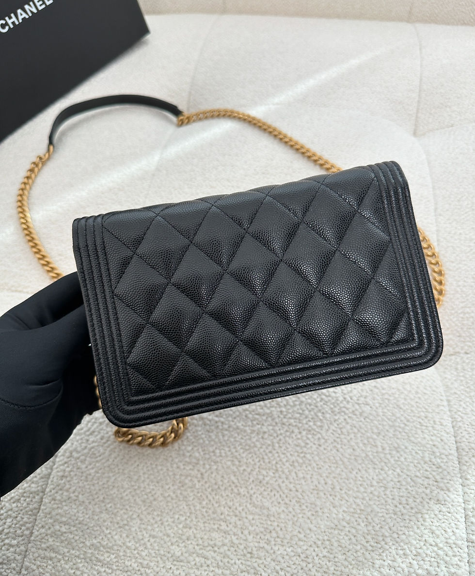 Thumbnail: Chanel  Black Caviar Boy Wallet On Chain GHW (2021)