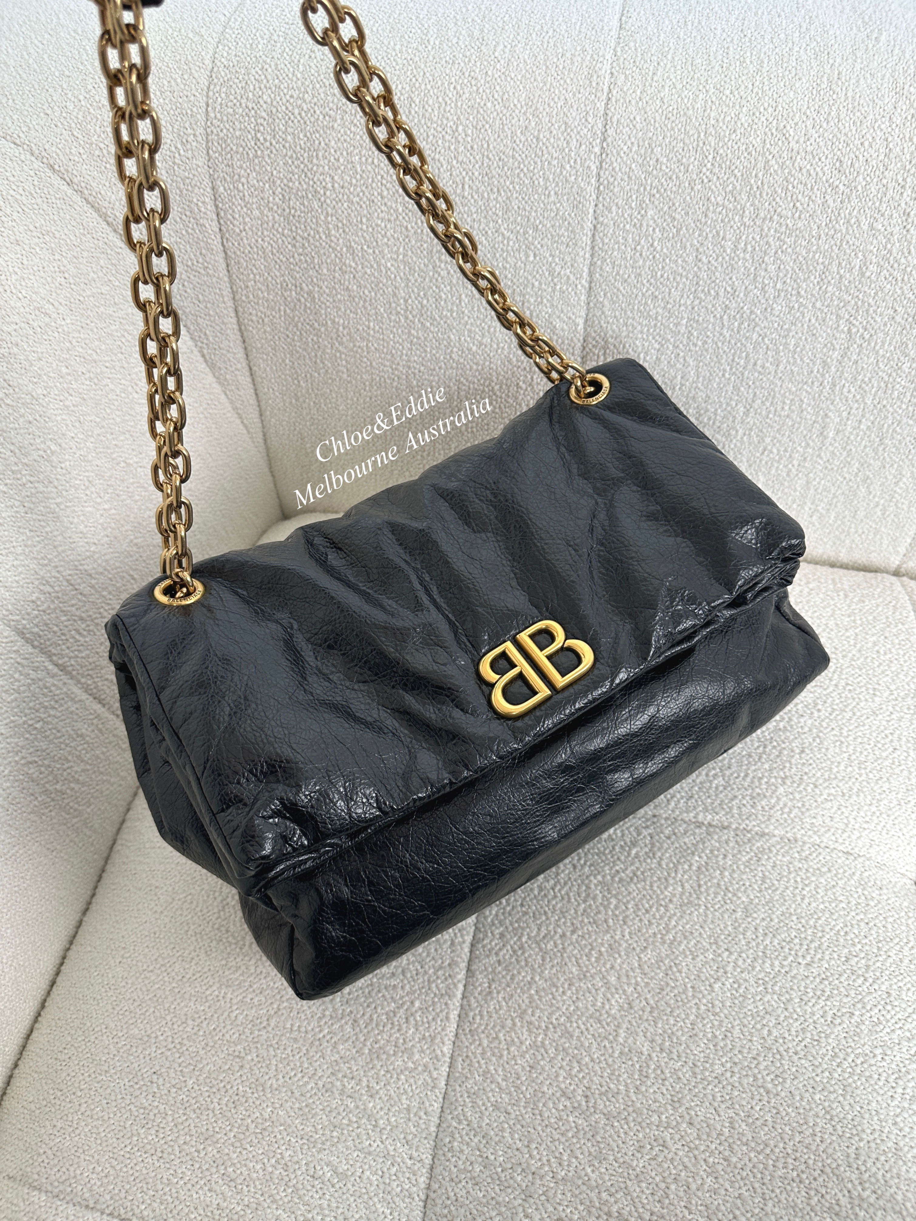 Balenciaga Black Medium Monaco Chain Bag