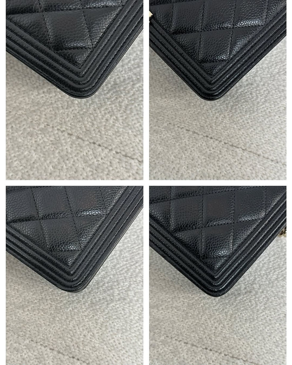 Thumbnail: Chanel Black Caviar Boy Wallet On Chain GHW
