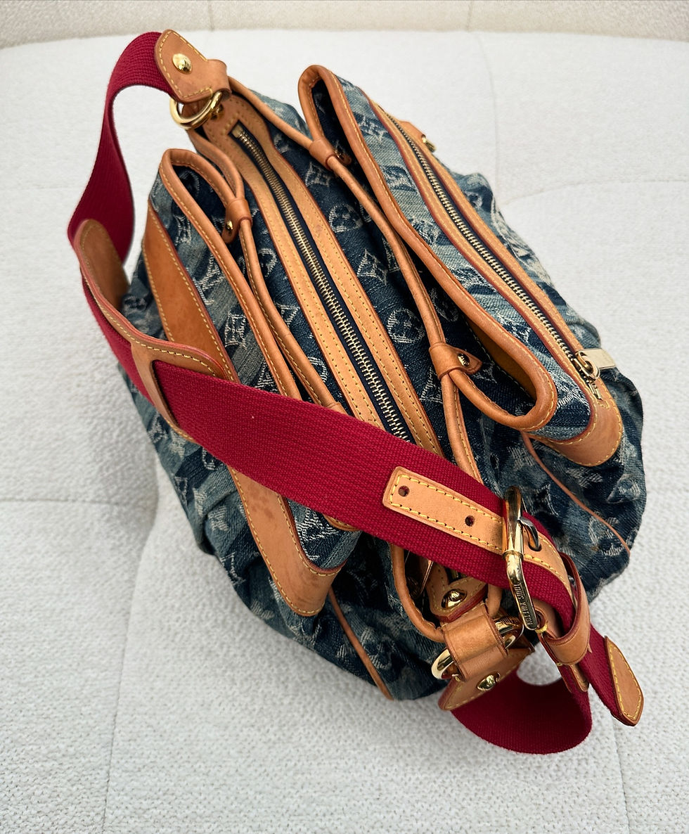 Thumbnail: Louis Vuitton Denim Raye Porte Epaule Vintage Bag (2006)