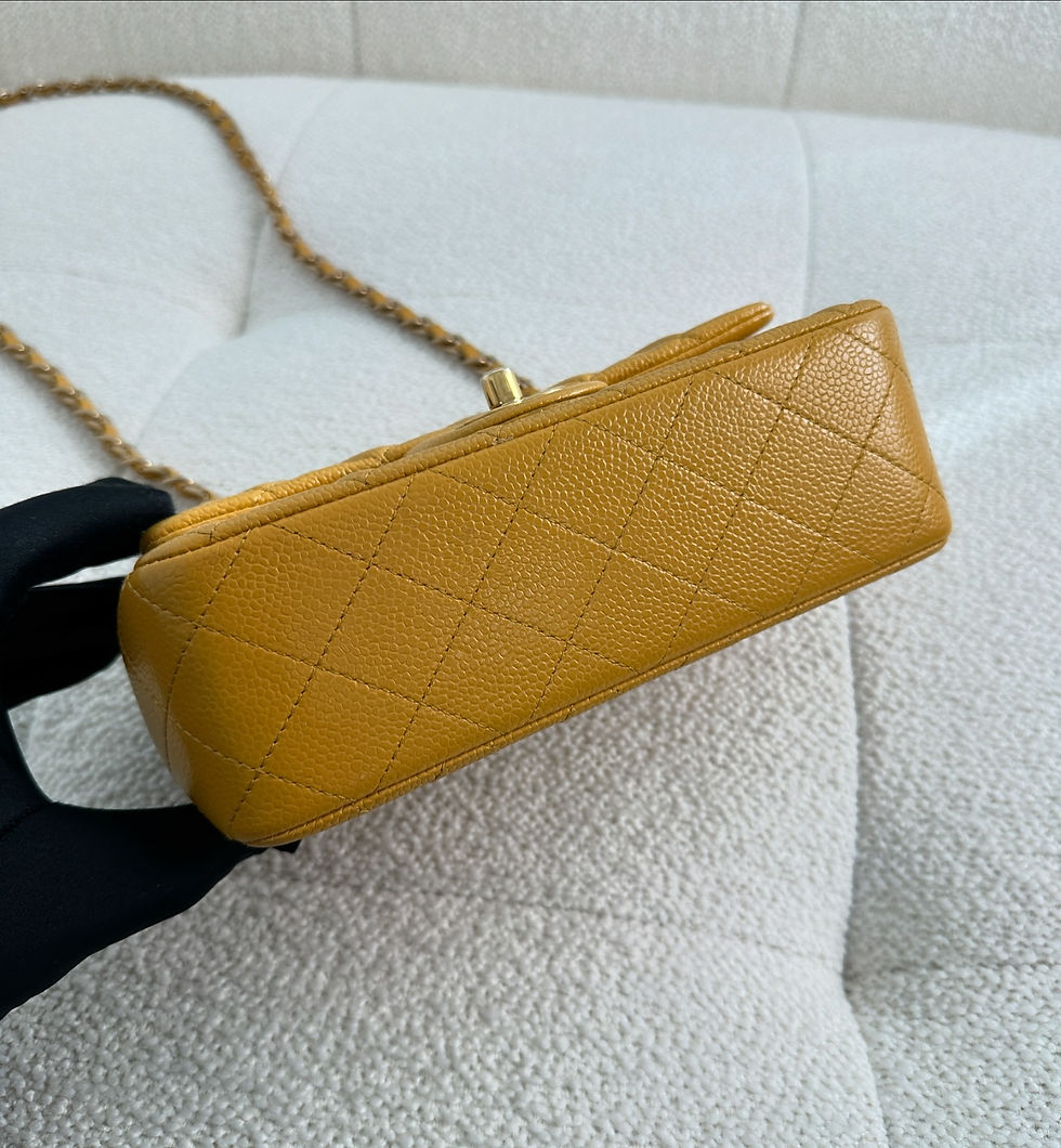 Thumbnail: Chanel Yellow Caviar Mini Rectangular GHW 21 Series