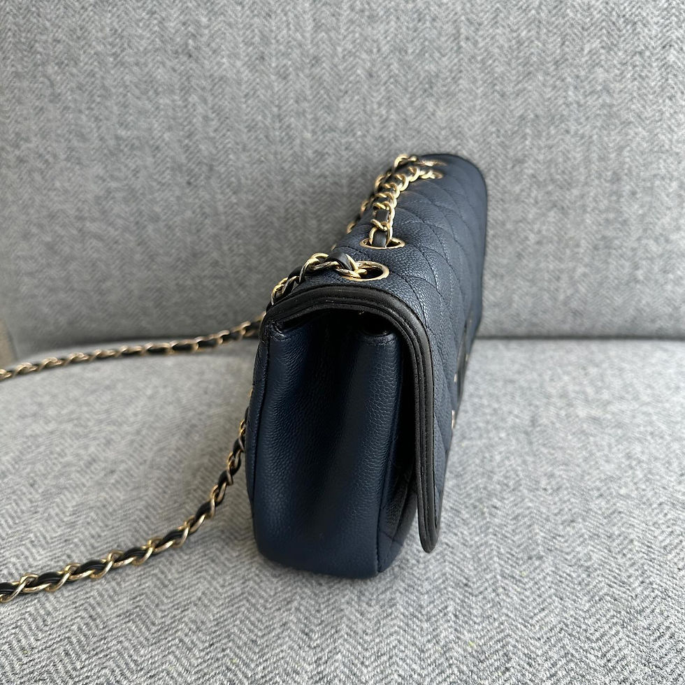 Thumbnail: Chanel Navy Caviar Filigree Flap Bag GHW 24 Series