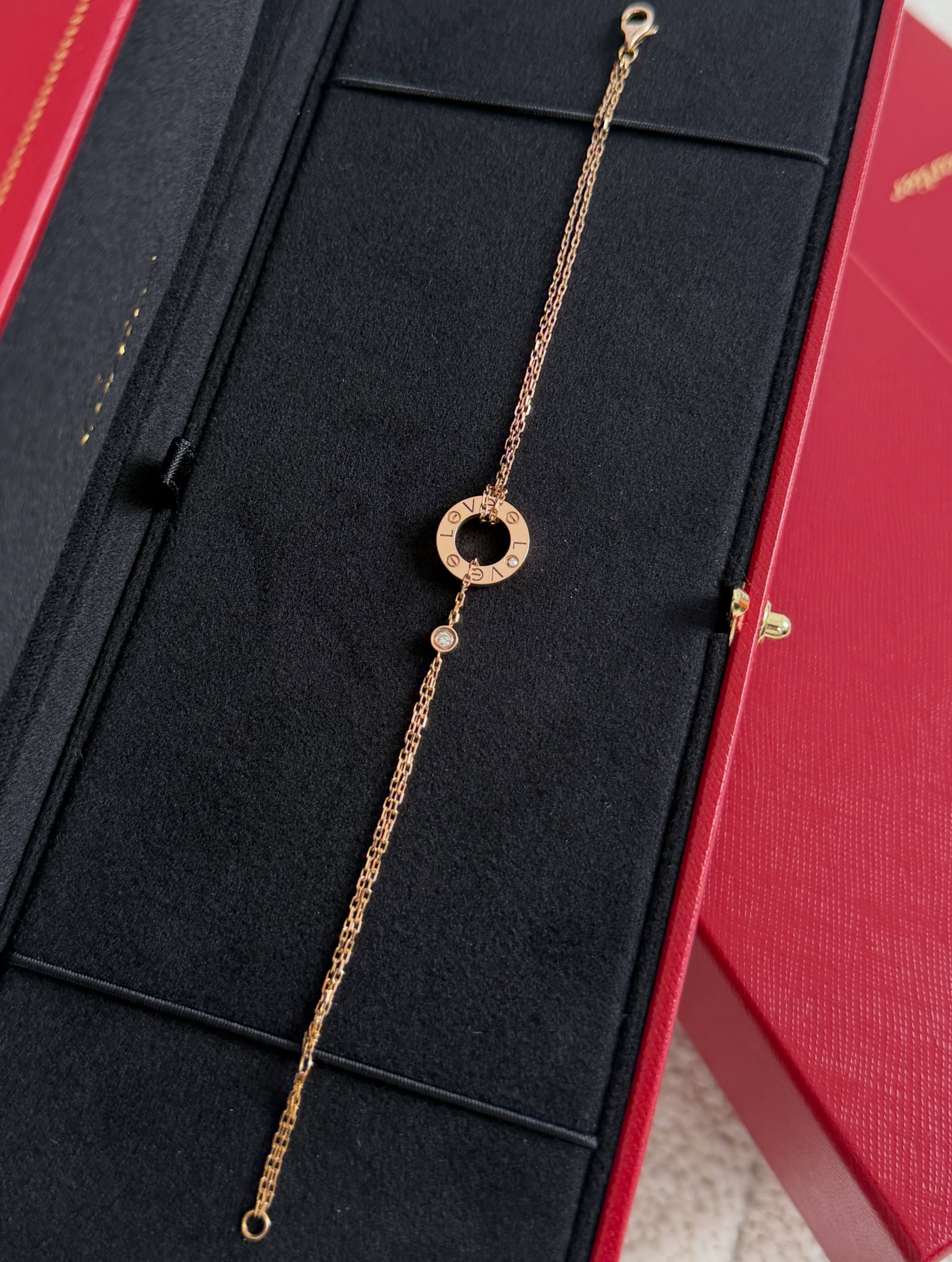 Cartier Full Set Love Bracelet Rose Gold With 2 Diamonds