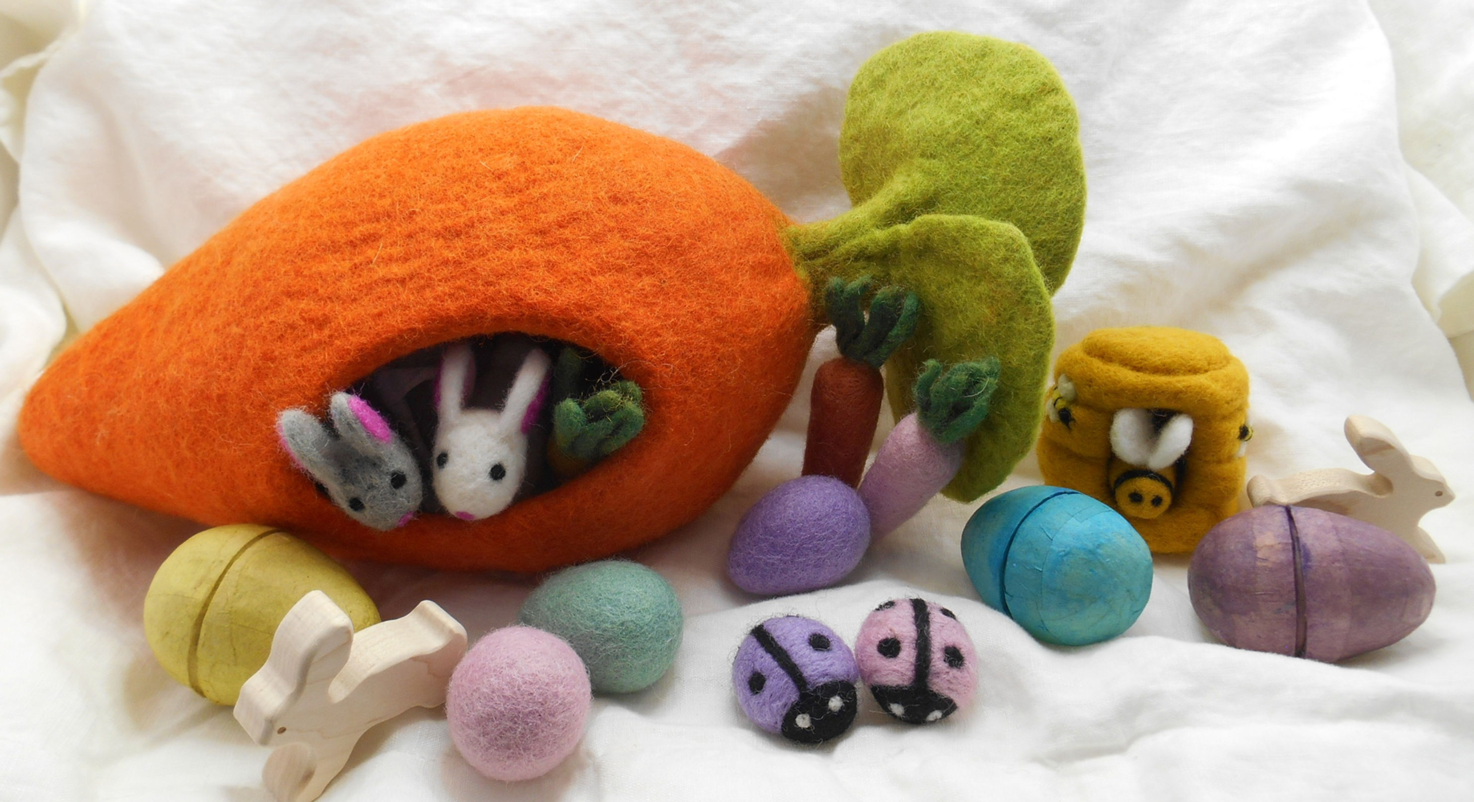 Handmade Felted Carrot Cottage